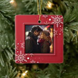 Adorno De Cerámica Marco fotográfico de copos de nieve