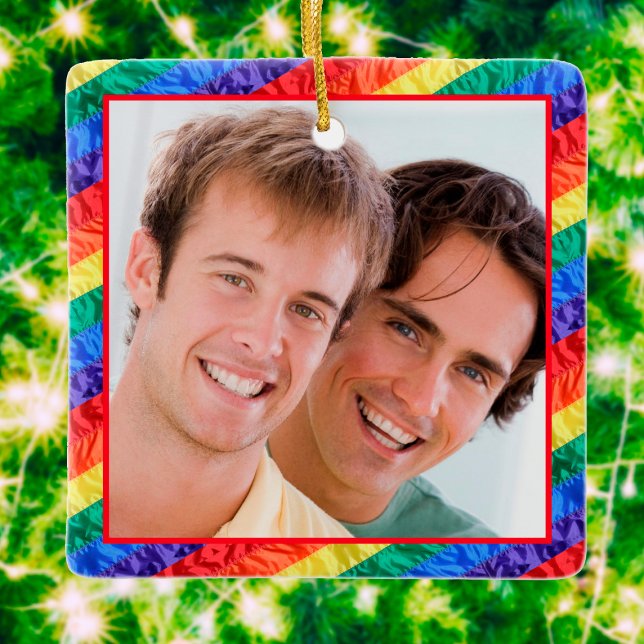 Adorno De Cerámica Marco fotográfico de la bandera arcoiris del orgul (Subido por el creador)