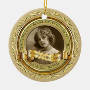 Adorno De Cerámica Marco fotográfico dorado clásico elegante Banner a