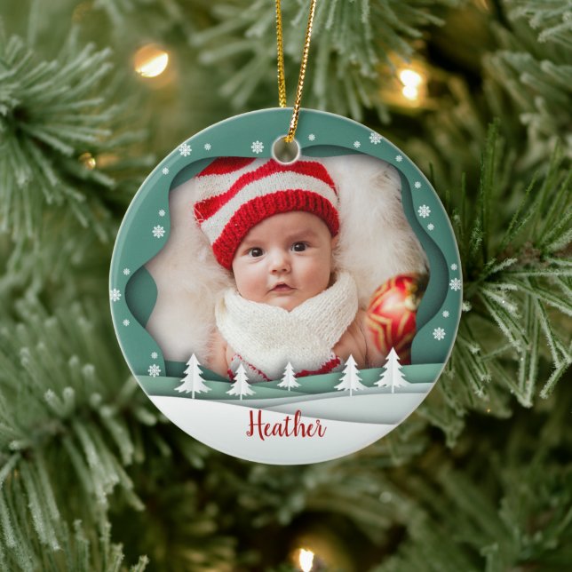 Adorno De Cerámica Marco fotográfico lindo Primera Navidad como abuel (Árbol)