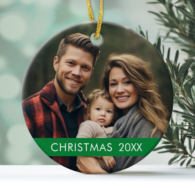 Adorno De Cerámica Marco fotográfico para navidades - Moderno (Personalized Christmas Photo Ornament)