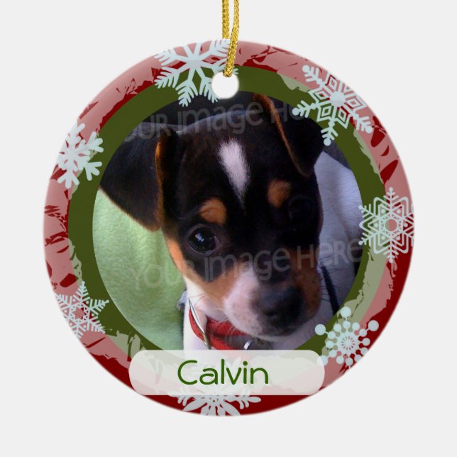 Adorno De Cerámica Marco fotográfico personalizado de dos caras rojo  (Frente)