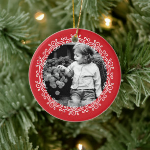 Adorno De Cerámica Marco fotográfico Red Fancy Swirls