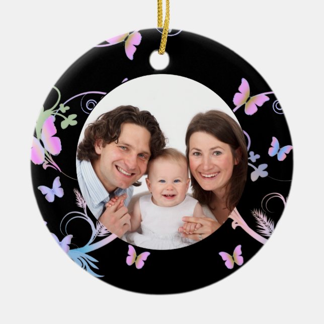 Adorno De Cerámica Marco negro de la mariposa (Frente)