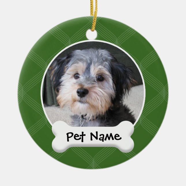 Adorno De Cerámica Marco personalizado de la foto del perro - (Frente)