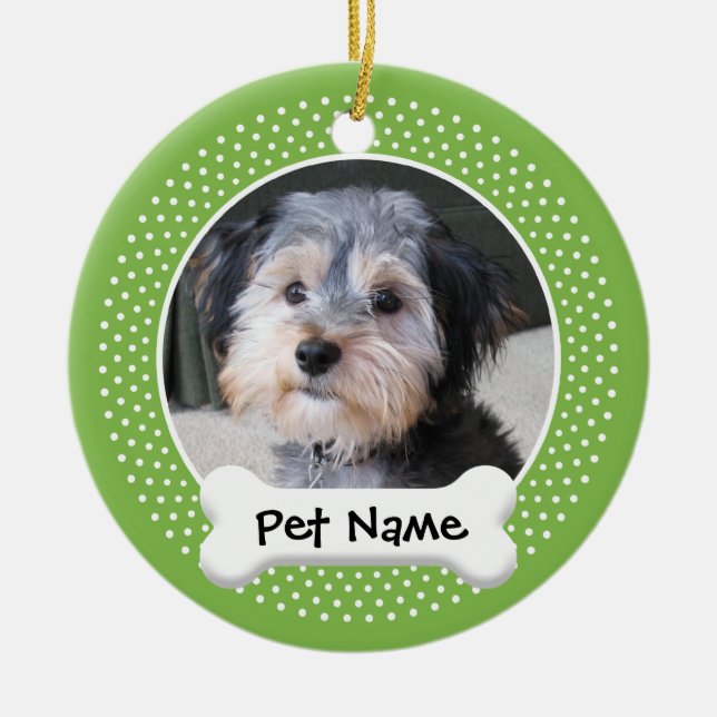 Adorno De Cerámica Marco personalizado de la foto del perro - (Frente)