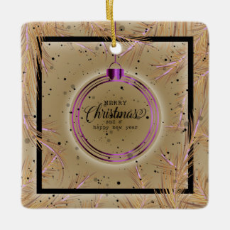 Adorno De Cerámica Marco Retro de Navidad Ramas Feliz Navidad