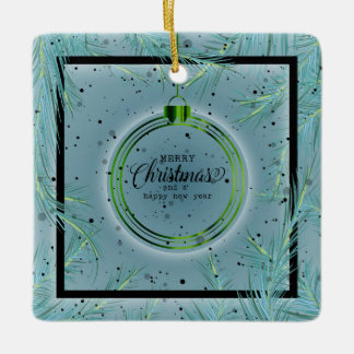 Adorno De Cerámica Marco Retro de Navidad Ramas Feliz Navidad