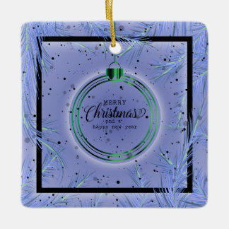 Adorno De Cerámica Marco Retro de Navidad Ramas Feliz Navidad