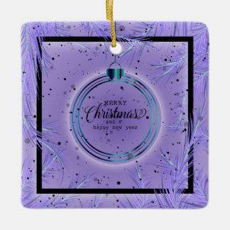 Adorno De Cerámica Marco Retro Navideño Ramas Feliz Navidad
