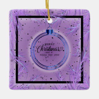 Adorno De Cerámica Marco Retro Navideño Ramas Feliz Navidad