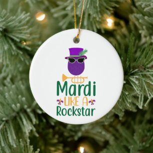 Adorno De Cerámica Mardi Como Una Estrella De Rock Tipografía Persona