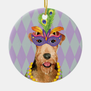 Adorno De Cerámica Mardi Gras Airedale