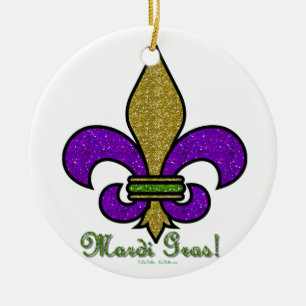 Adorno De Cerámica Mardi Gras Fleur De Lis