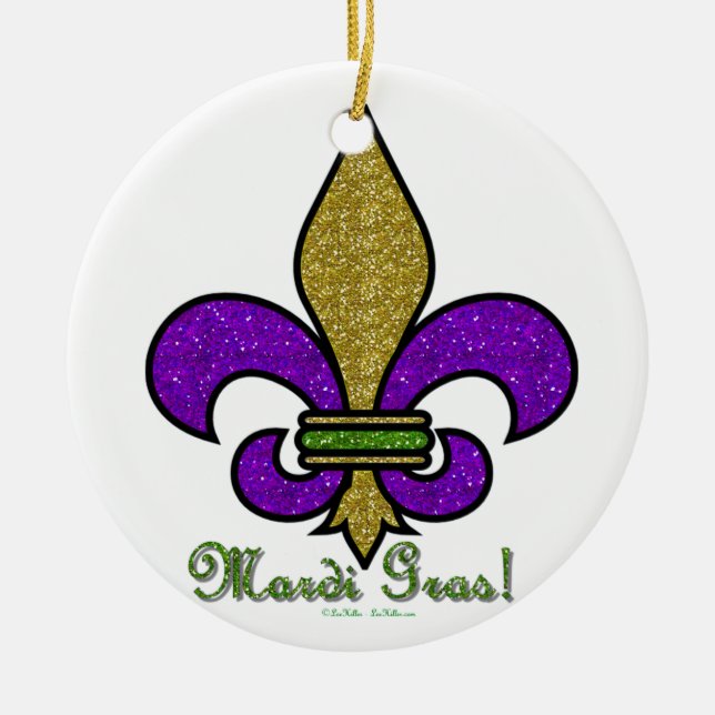 Adorno De Cerámica Mardi Gras Fleur De Lis (Frente)