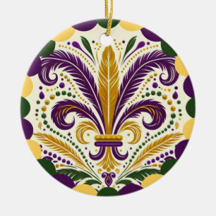 Adorno De Cerámica Mardi Gras Fleur de Lis