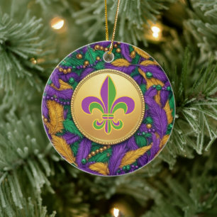 Adorno De Cerámica Mardi Gras Fleur de lis