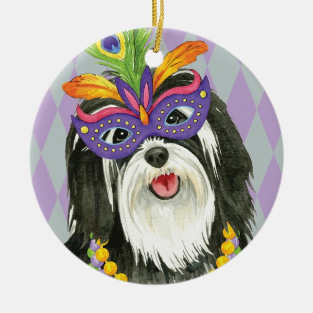 Adorno De Cerámica Mardi Gras Havanese (Frente)