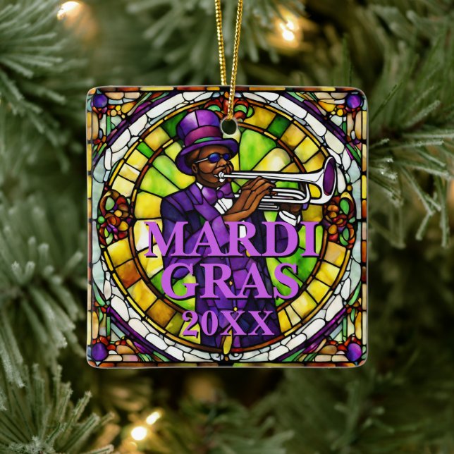 Adorno De Cerámica Mardi Gras Jazz (Árbol)