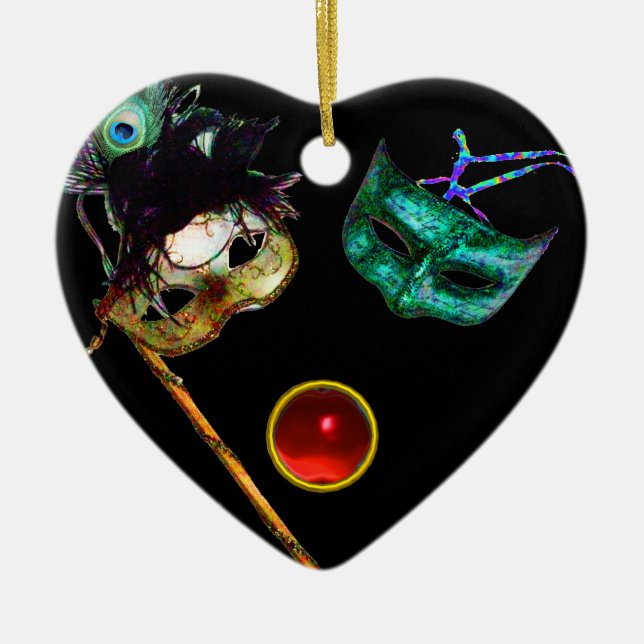 Adorno De Cerámica MARDI GRAS MASQUERADE FIESTA, Gem Stones (Frente)