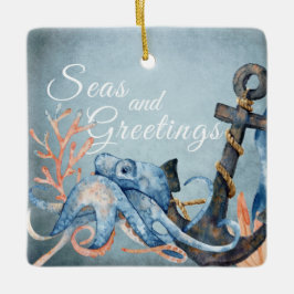 Adorno De Cerámica Mares y saludos personalizados Playa Octopus