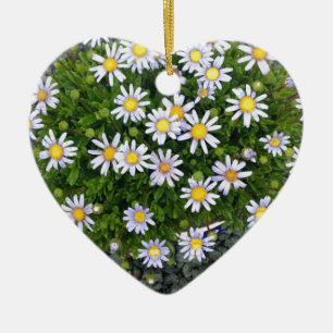 Adorno De Cerámica Margarita blanca amarilla florece con guijarros gr