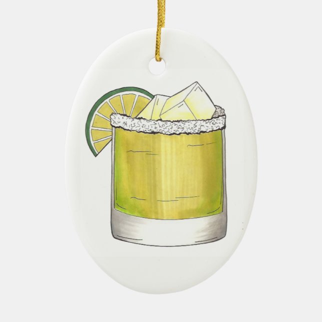 Adorno De Cerámica Margarita Summer Cocktail Mezcla bebida Lime Green (Frente)