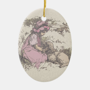 Adorno De Cerámica María tuvo una rima de crianza de cordero