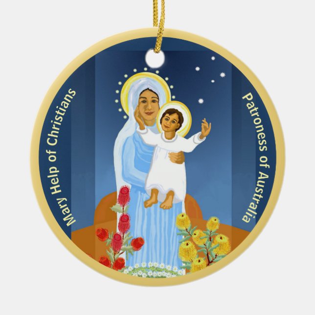 Adorno De Cerámica María y Jesús de Australia (Frente)
