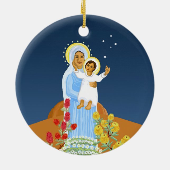Adorno De Cerámica María y Jesús - Natividad australiana (Atrás)
