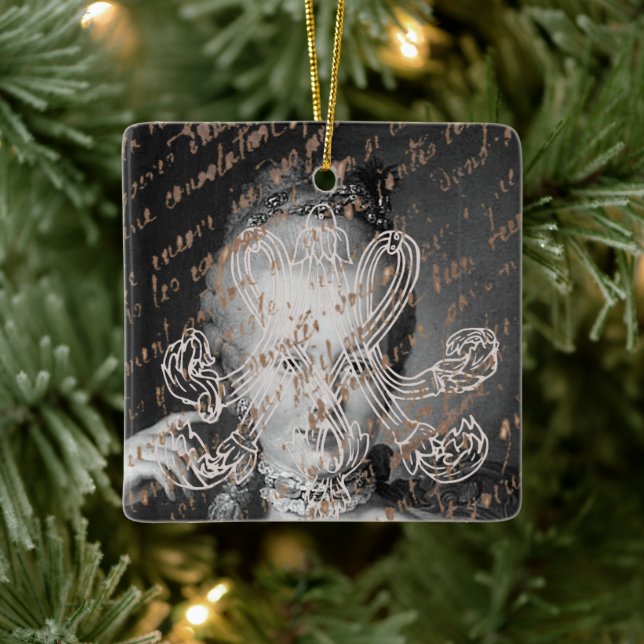 Adorno De Cerámica Marie Antoinette - Monogramo - Monograma real (Árbol)