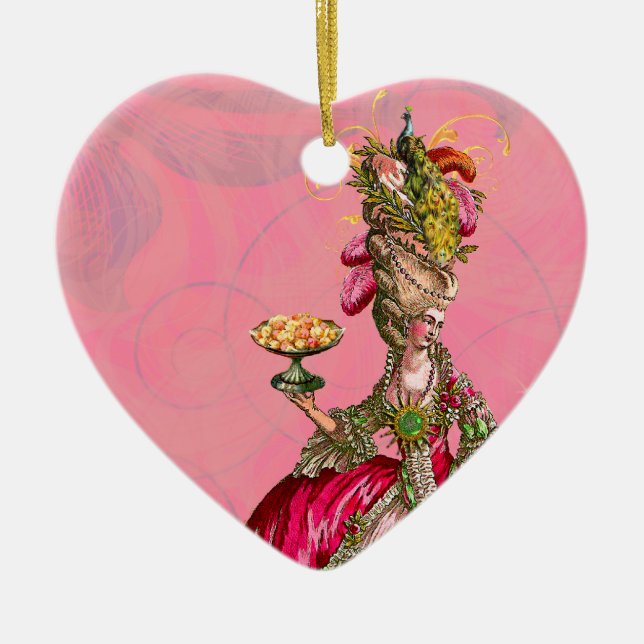 Adorno De Cerámica Marie Antoinette & Peacock Les Deja Comer Pastel. (Frente)