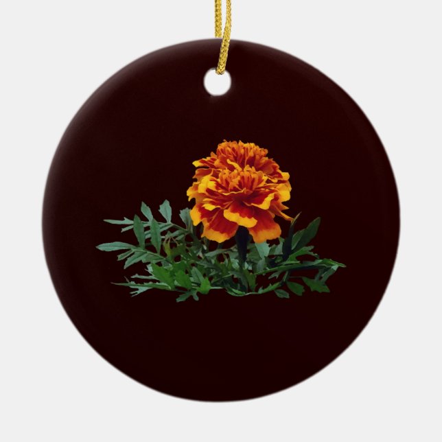 Adorno De Cerámica Marigold Naranja con los consejos amarillos (Frente)