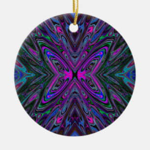 Adorno De Cerámica Mariposa abstracta magenta, azul y verde alucinant