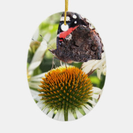 Adorno De Cerámica Mariposa almirante en la flor