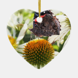 Adorno De Cerámica Mariposa almirante en la flor