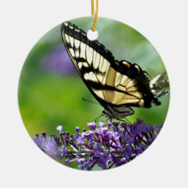 Adorno De Cerámica Mariposa amarilla y negra en lavanda