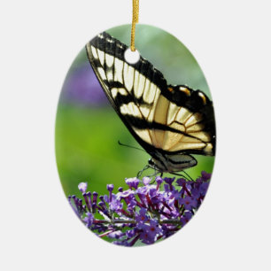 Adorno De Cerámica Mariposa amarilla y negra en Lavender