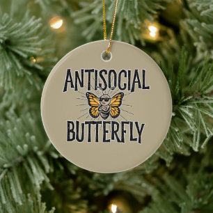 Adorno De Cerámica Mariposa antisocial - ermitaño divertido