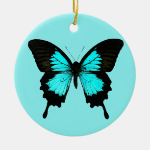 Adorno De Cerámica Mariposa - azules turquesas y negro
