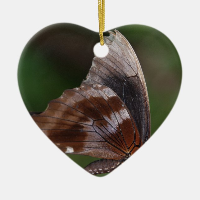 Adorno De Cerámica Mariposa blanca y marrón en flor roja (Frente)
