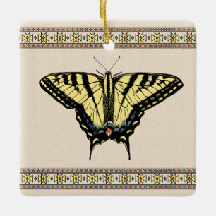 Adorno De Cerámica Mariposa Cola de Golondrina Amarilla del Sudoeste