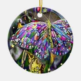 Adorno De Cerámica Mariposa de Año Nuevo de la Hoja de Oro