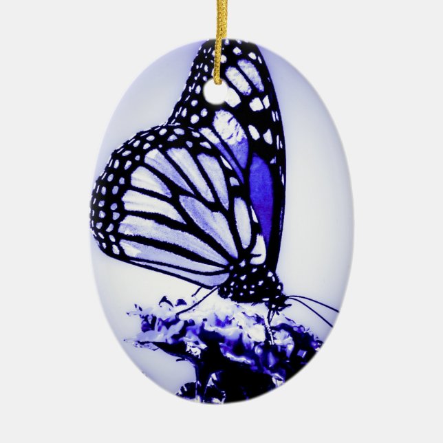 Adorno De Cerámica Mariposa de monarca, azul - (Frente)