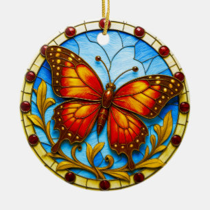 Adorno De Cerámica mariposa de vidriera