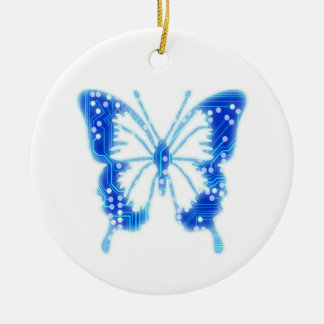 Adorno De Cerámica Mariposa digital azul, fondo personalizar