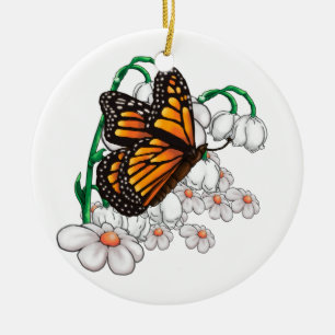 Adorno De Cerámica Mariposa en flores