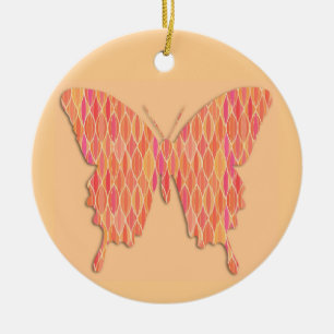 Adorno De Cerámica Mariposa en papel abstracto - tonos de naranja