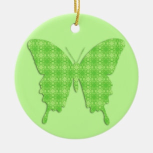 Adorno De Cerámica Mariposa en papel tapiz - verde lima
