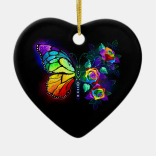 Adorno De Cerámica Mariposa florida arcoiris